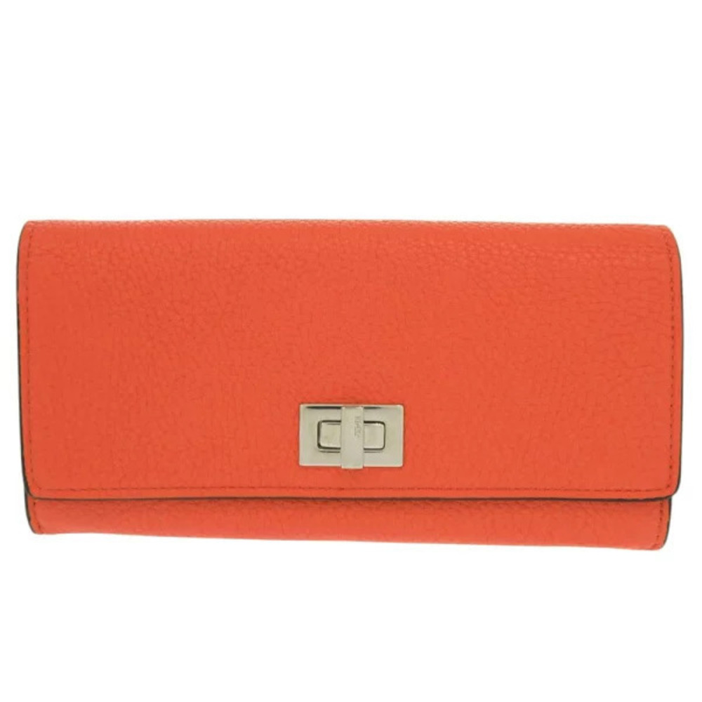 Fendi Peekaboo Leather Orange Long Wallet